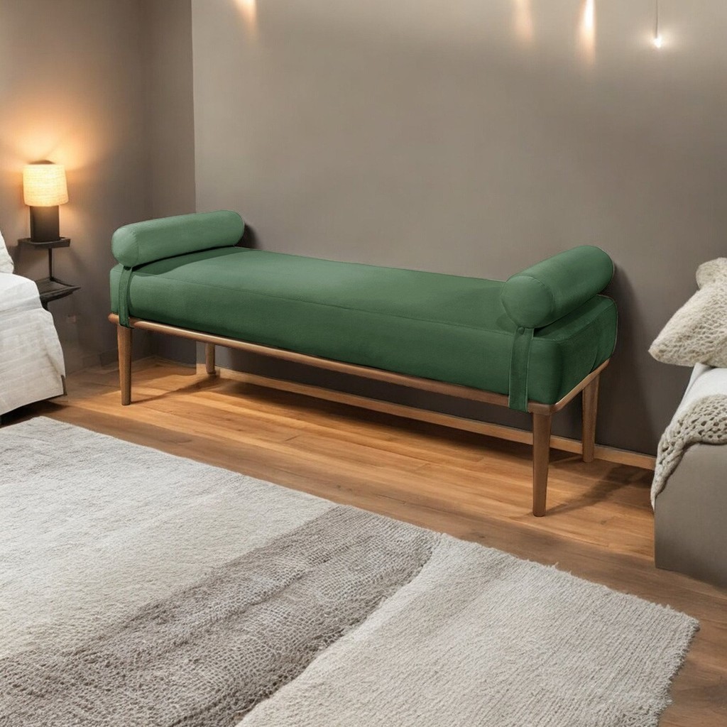 Recamier Puff Luxo Madeira Maciça Berlim Veludo Verde em Oferta na Shopee