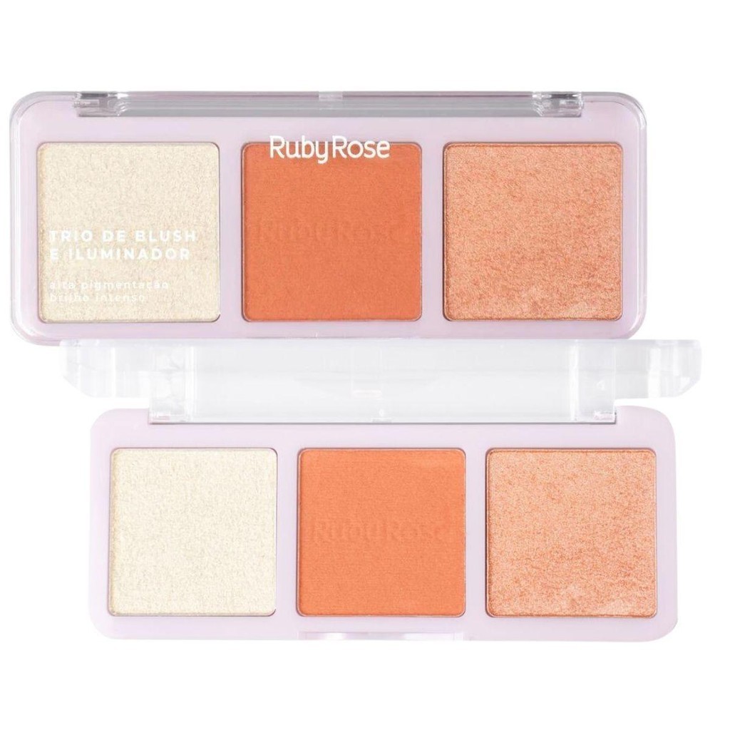 TRIO DE BLUSH E ILUMINADOR RUBY ROSE HB-583-1 20,8G