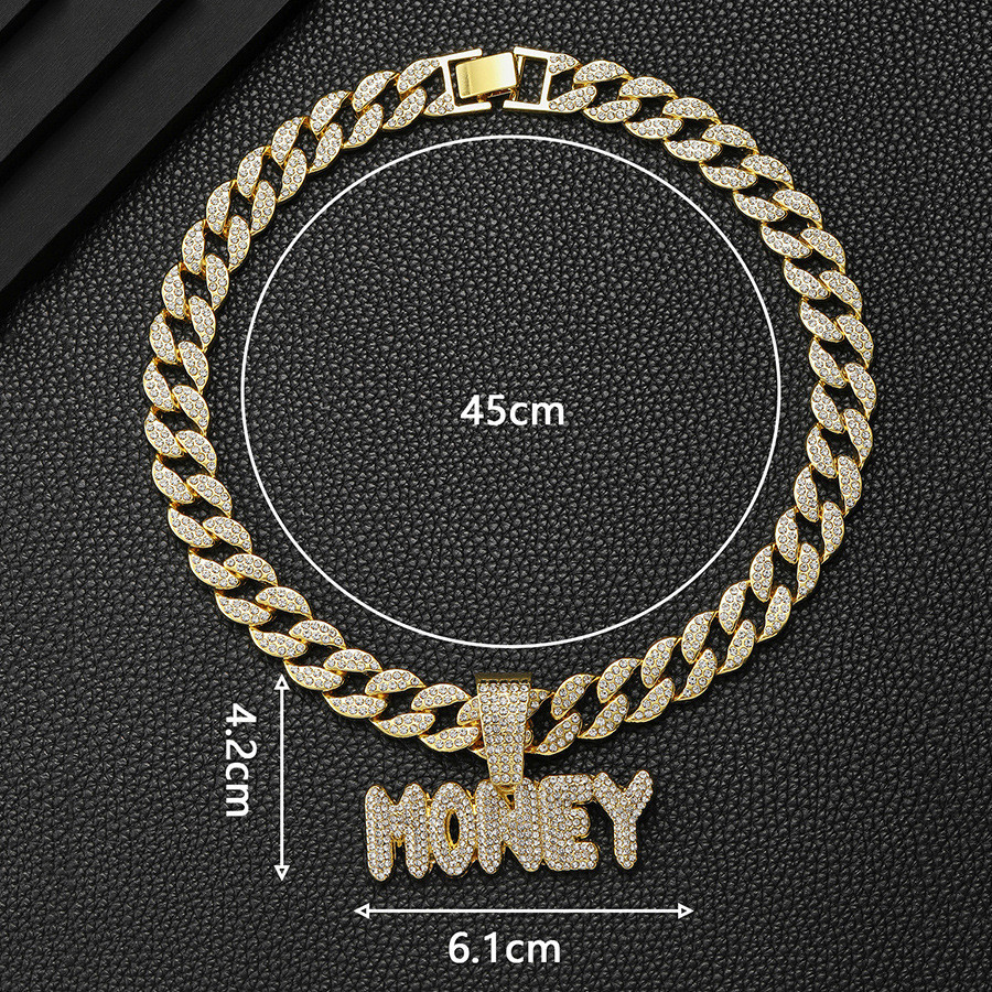 [Must for trendy people] Popular hip-hop new MONEY letter pendant men's necklace trend jewelry beautiful fashion personality