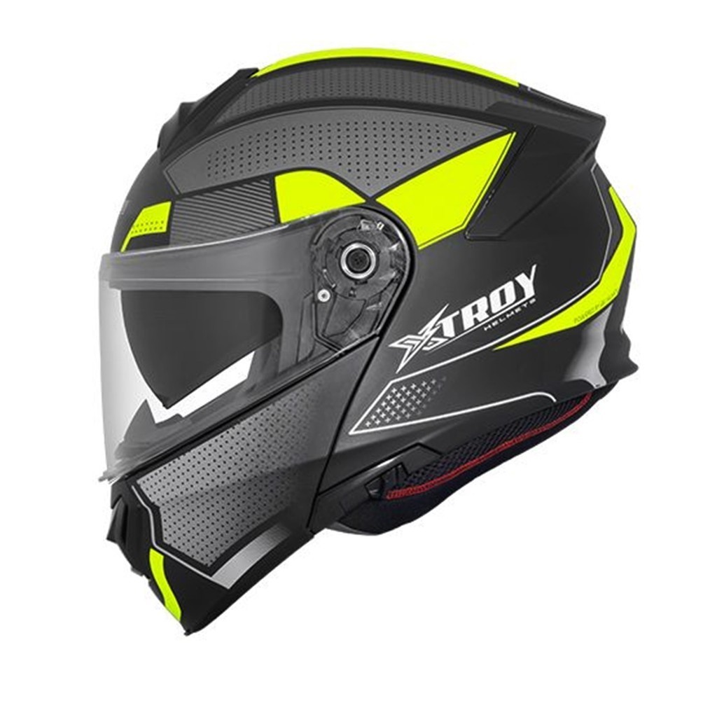 CAPACETE EBF XTROY ROBOCOP MODULAR COM ÓCULOS INTERNO FUME RMC PRETO E AMARELO FOSCO