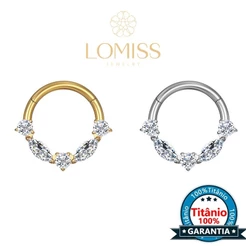 【Lomiss】Piercing Septo Conch Tragus Argola Titânio Segmento Articulado Zircônia Cravejada