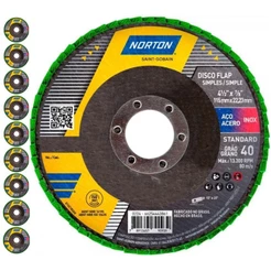 Disco Flap 4.1/2 POL Grão 40 Standard Com 10 Unidades NORTON
