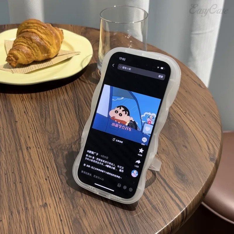 Estojo De Luxo Para Telefone De Suporte Transparente iPhone 11 12 13 14 15 Pro Max Capa Traseira À Prova De Choque - detalhe