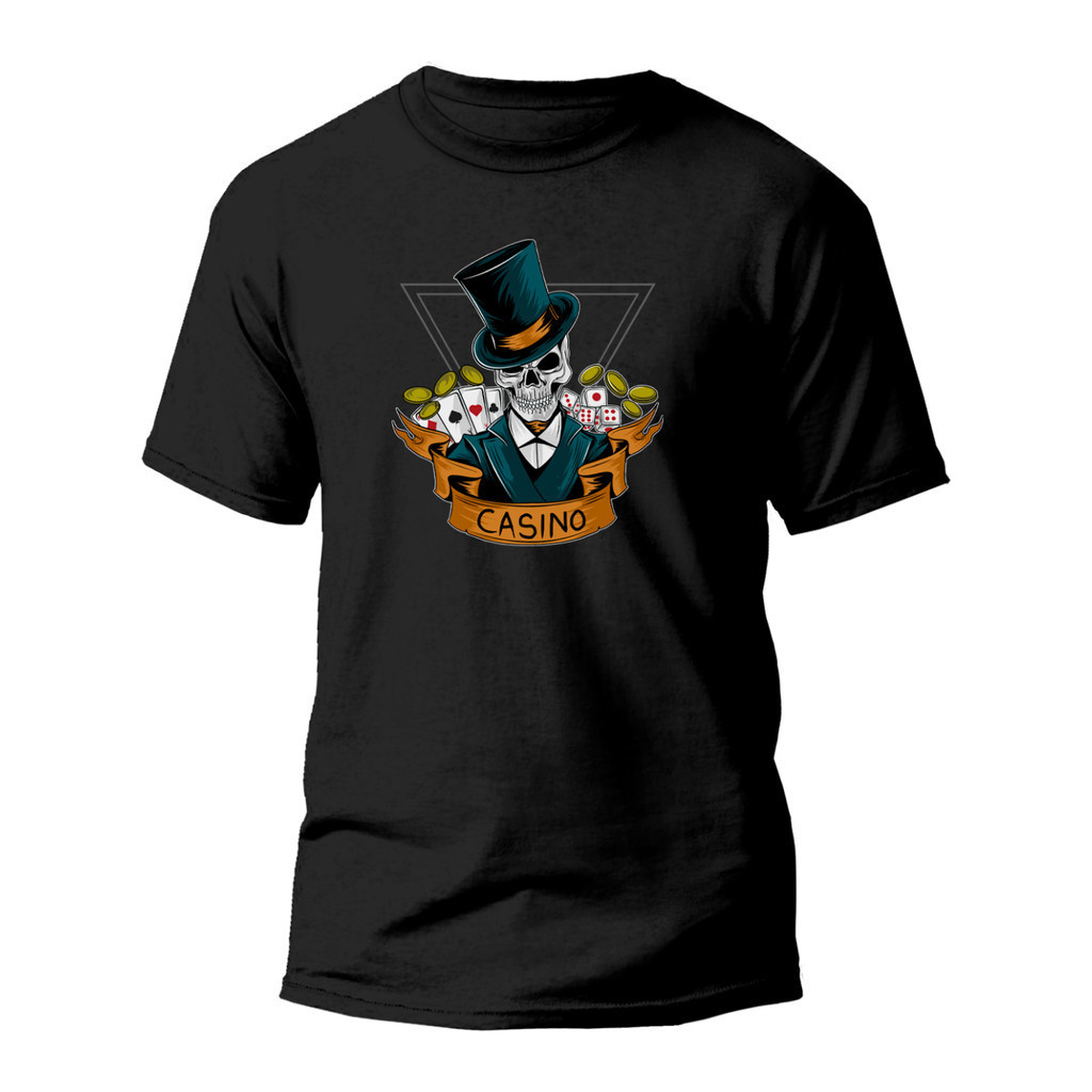 Camiseta Premium Algodão Estampada Especial Caveira Cassino REF1209