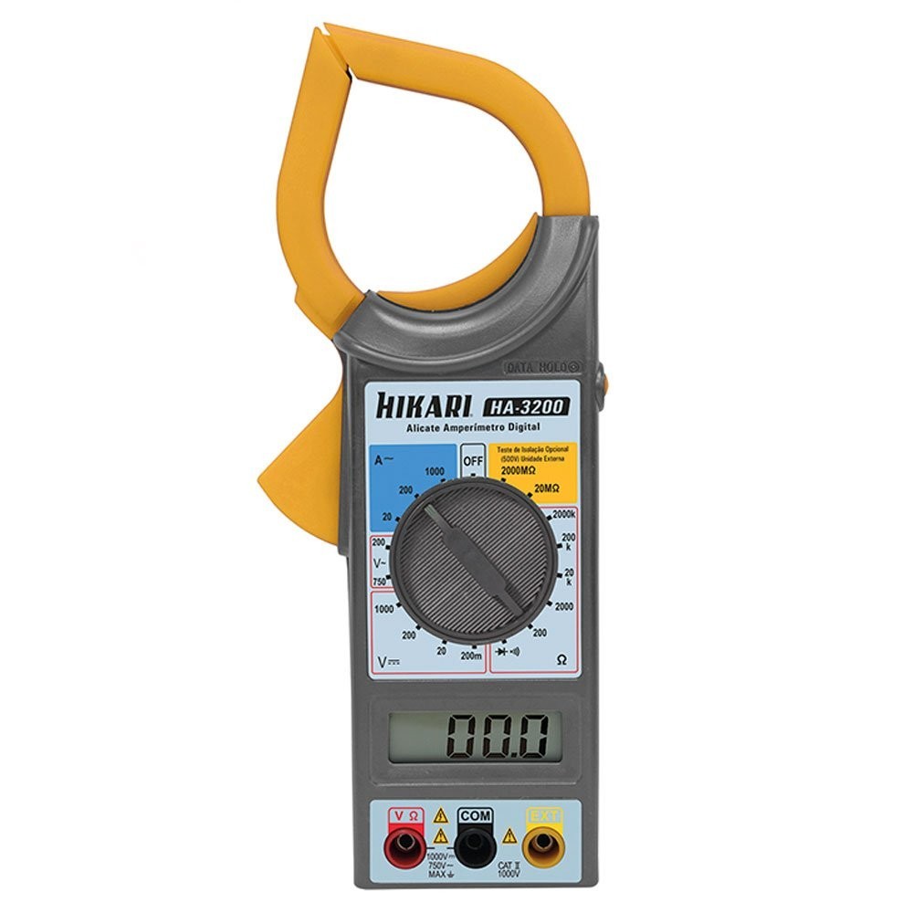 Alicate Amperimetro Digital CAT II 1000V Hikari HA-3200 21N260 em Oferta na Shopee