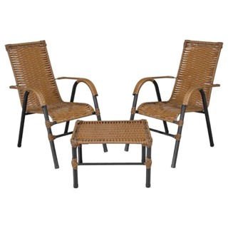 Conjunto De Mesa De Centro E 2 Cadeiras Bela Para área Externa Caramelo em Oferta na Shopee