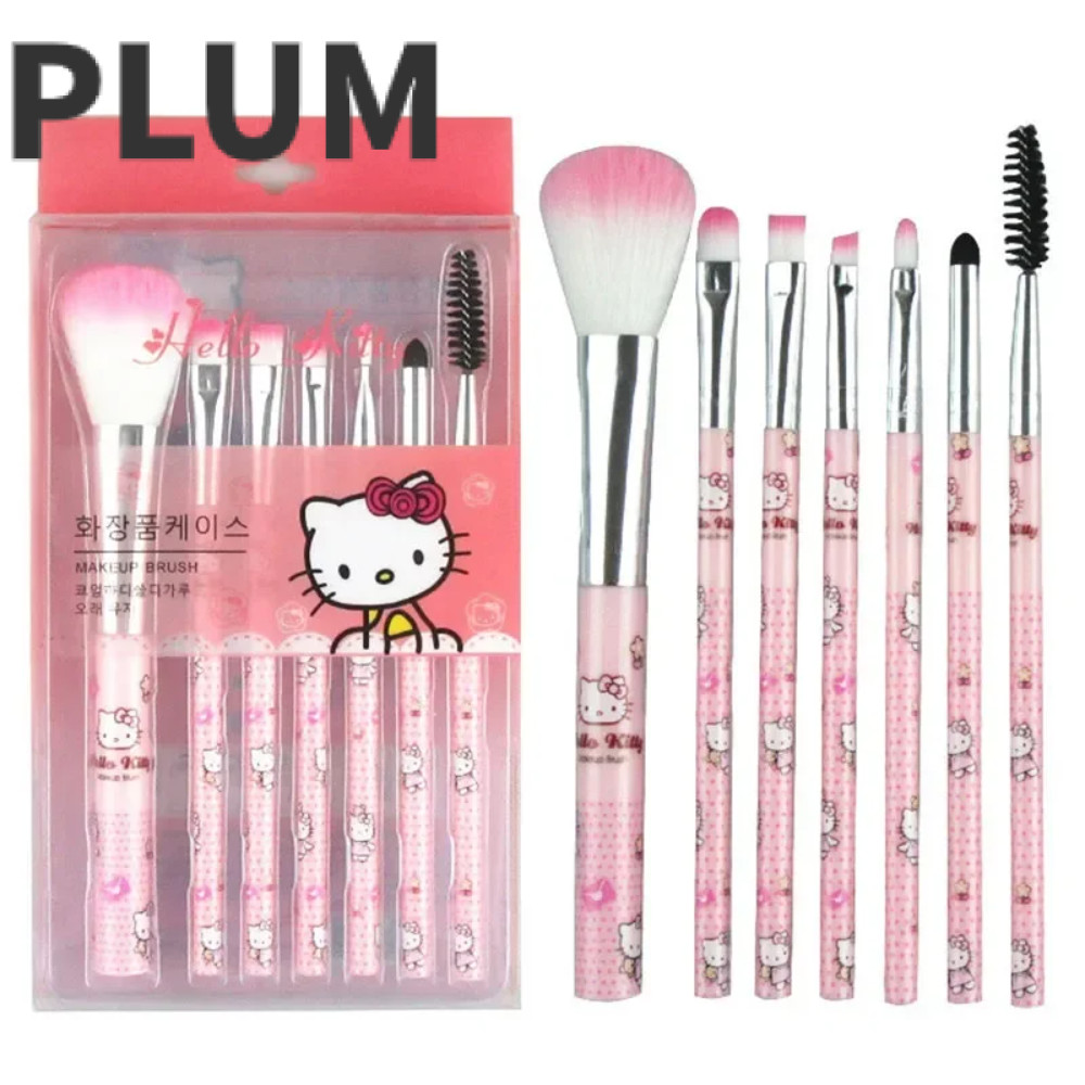 PLUM Sanrio Conjunto De Escova De Maquiagem , Anime Blush Eyebrow Lip Eyeshadow Brush , Com Caixa Hello Kitty Ferramentas De Beleza