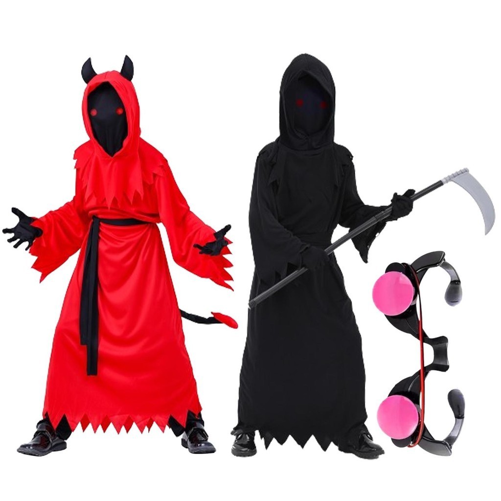 Halloween cosplay Outfit horror black death Diabo Vermelho Tema Festa Vestir Traje De Costume Props sentanebr