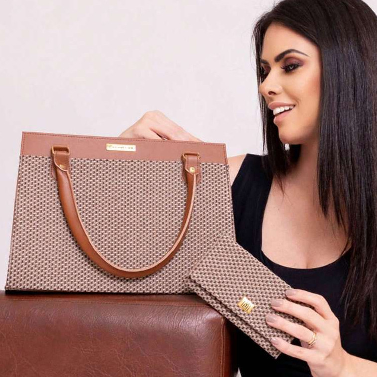 Bolsa Feminina Tote Satchel Pasta De Ombro + Carteira Feminina