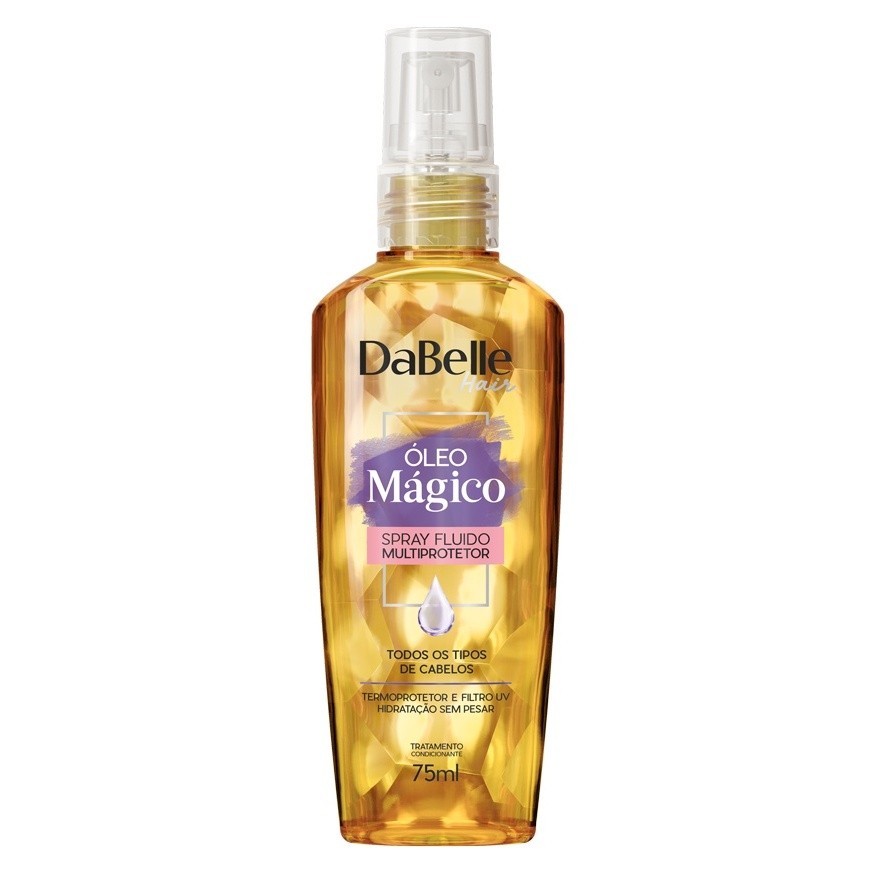 Spray Fluído Multiprotetor Dabelle Óleo Mágico Queratina Vegetal Proteção Térmica Filtro Solar Vegano 75ml