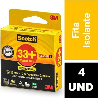 Kit com 4 Fita Isolante SCOTCH 3M 33+ 19MM X 10M em Oferta na Shopee