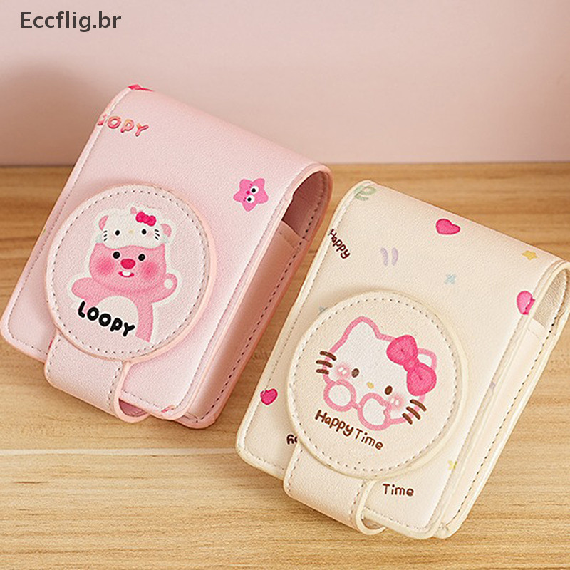 Eccflig Sanrio Hello Kt Saco Para Os Lábios Com Espelho Mini Portátil Armazenamento De Cosméticos Capa Protetora Mulheres De Maquiagem PU Bolsa De Couro BR