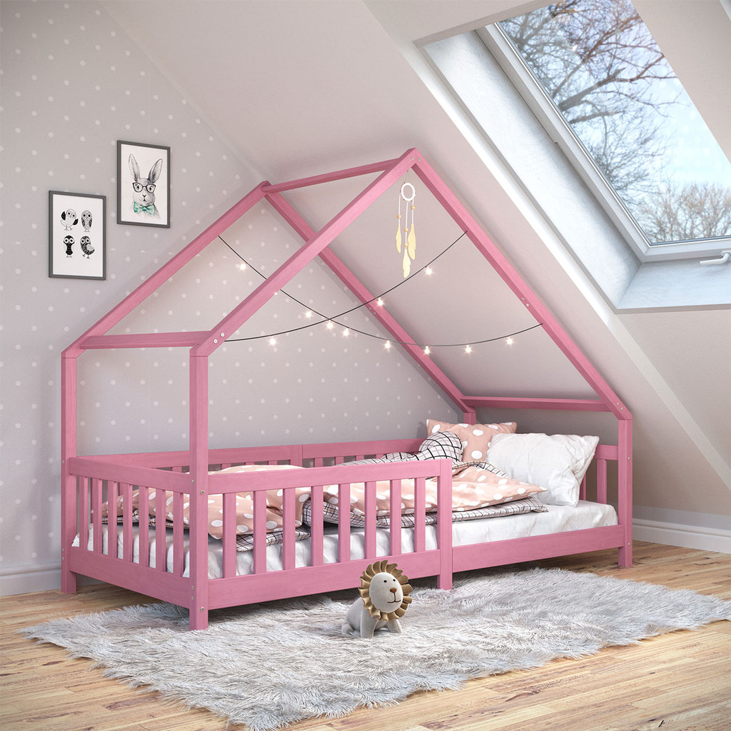 Detalhes do Cama Montessoriana Madeira Maciça Casa com Estrado Cora