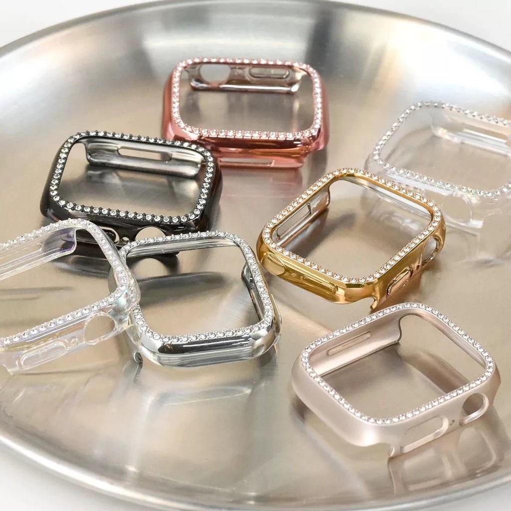 Capa De Relógio Incrustada De Diamante Para Apple Watch Cover Série 10 9 8 7 6 SE 5 4 3 2 1 Tamanho 46mm 42mm 40mm 41mm em Oferta na Shopee