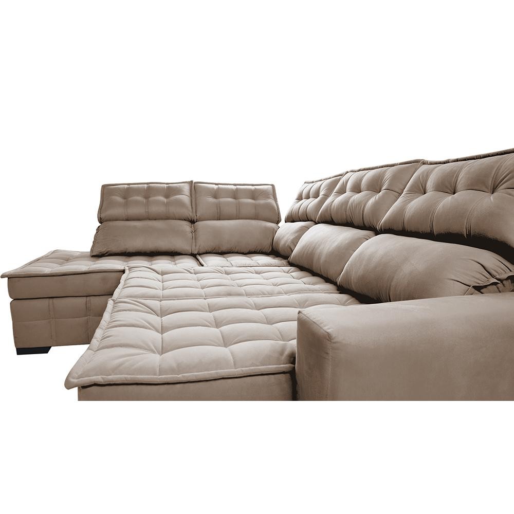 Sofá de Canto Esquerdo 2,65x2,30m Retrátil e Reclinável com Molas Ensacadas Cama inBox Nobre Bege em Oferta na Shopee