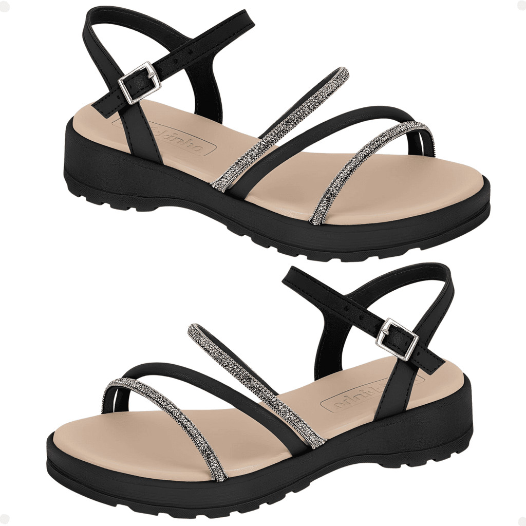 Sandália Infantil Molekinha Anabela Saltinho Flatform Confortável Strass Brilho Fashion