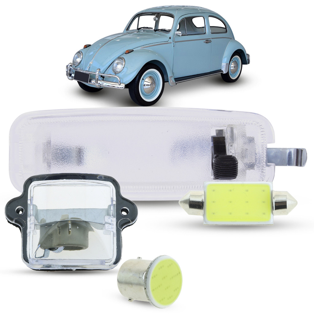 Lanterna Luz de Teto e Placa + Led Volkswagen Fusca 1967 até 1977 Antigo Brasilia Variant