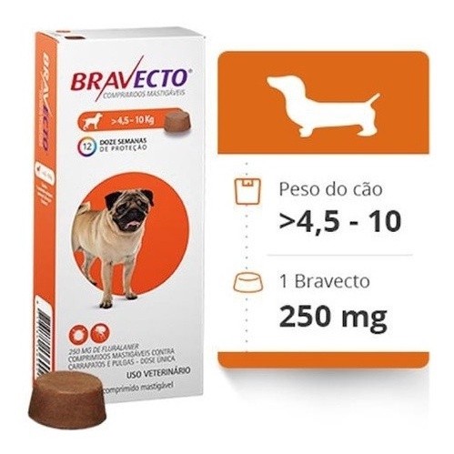 Bravecto Para Cães de 4,5 a 10Kg Anti-Pulgas