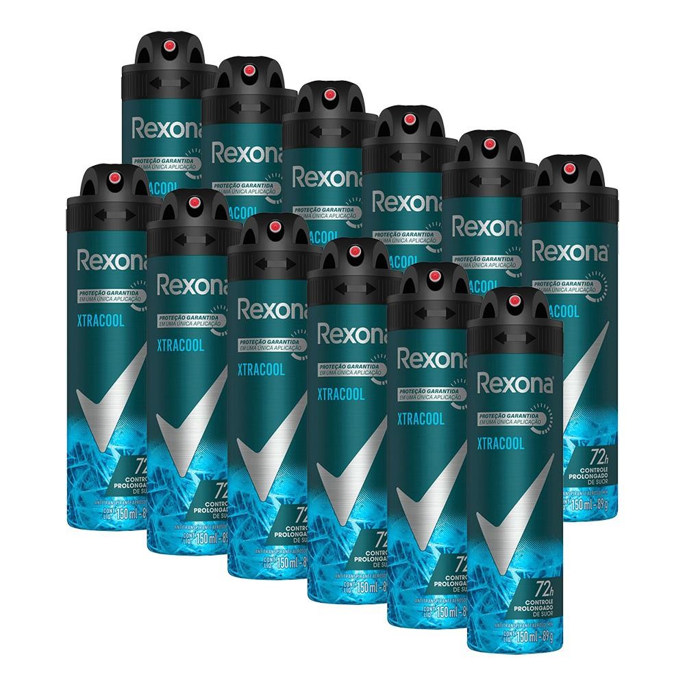 Kit 12 Desodorante Rexona Men Antitranspirante Xtra Cool 150ml - Beauty