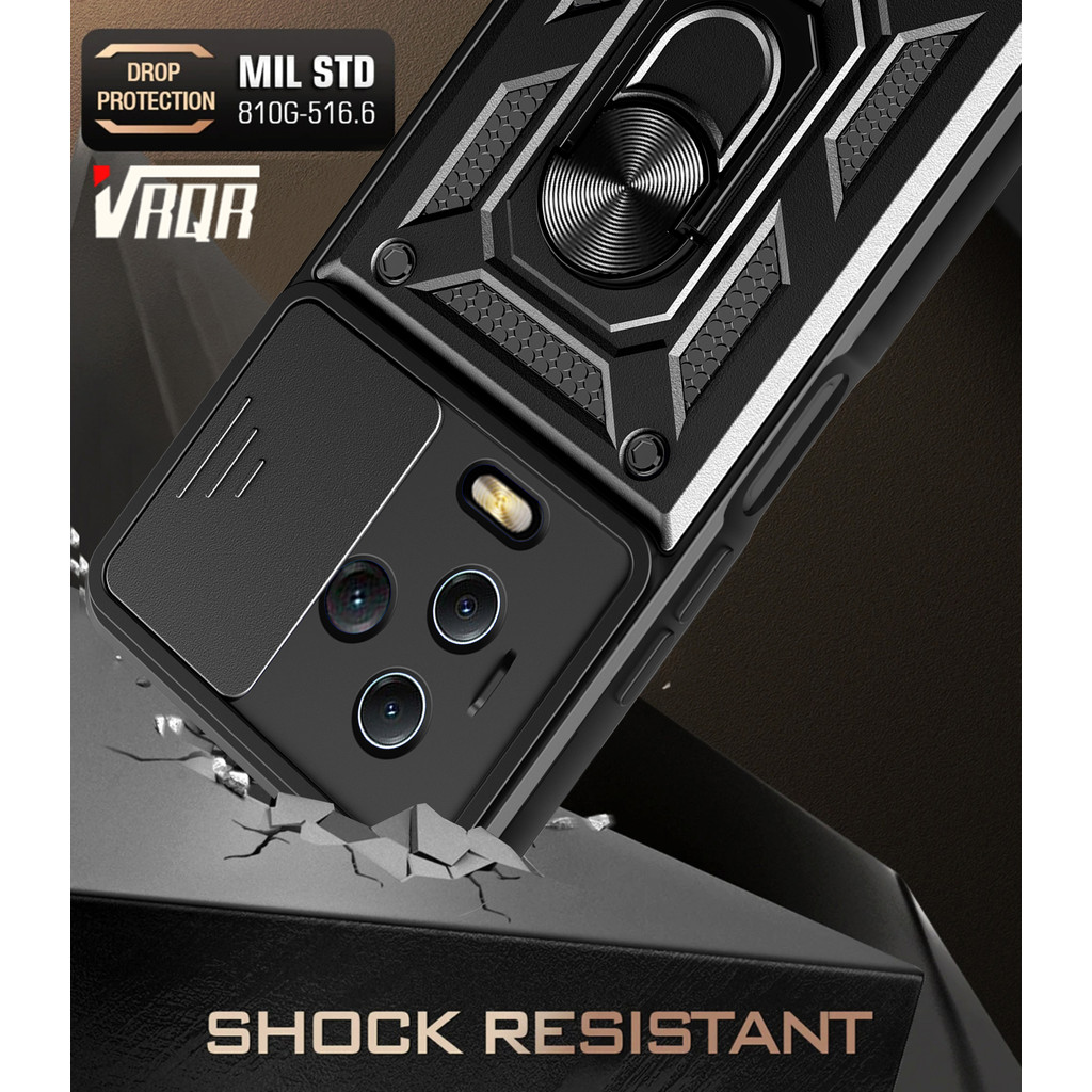 VRQR Para infinix Nota 12 Pro 4G X676B 12 2023 X676C Armadura De Grau Militar Anti Gota Anel Magnético Titular Caso Do Telefone