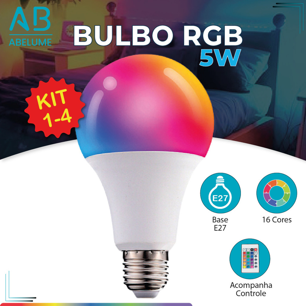 Bulbo LED RGB 5W Colorida c/ Controle de mudar a cor Bivolt 110V-220V em Oferta na Shopee