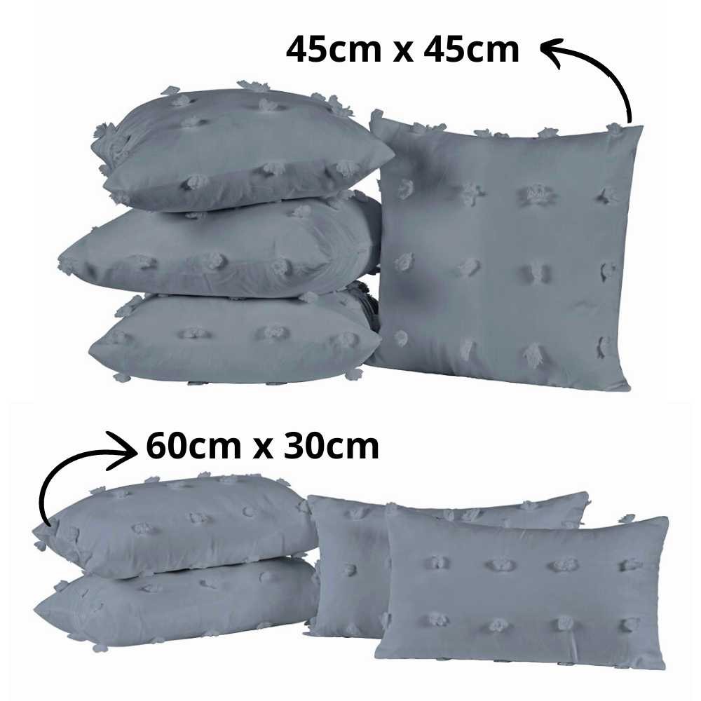 Kit 4 Capas de Almofadas 300 Fios Detalhes em 3D Pompom 45cm x 45cm e 60cm x 30cm Com Zíper - Poppy em Oferta na Shopee