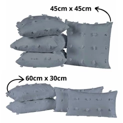 Kit 4 Capas de Almofadas 300 Fios Detalhes em 3D Pompom 45cm x 45cm e 60cm x 30cm Com Zíper - Poppy