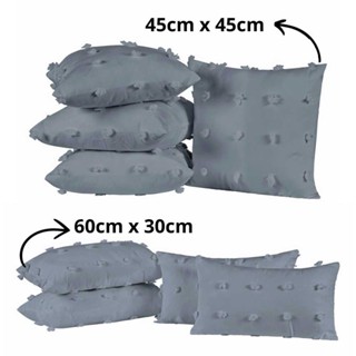 Kit 4 Capas de Almofadas 300 Fios Detalhes em 3D Pompom 45cm x 45cm e 60cm x 30cm Com Zíper - Poppy em Oferta na Shopee