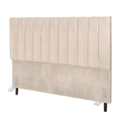 Cabeceira Estofada Cama Casal Queen Size 160 Cm Sara Suede E Frame bege