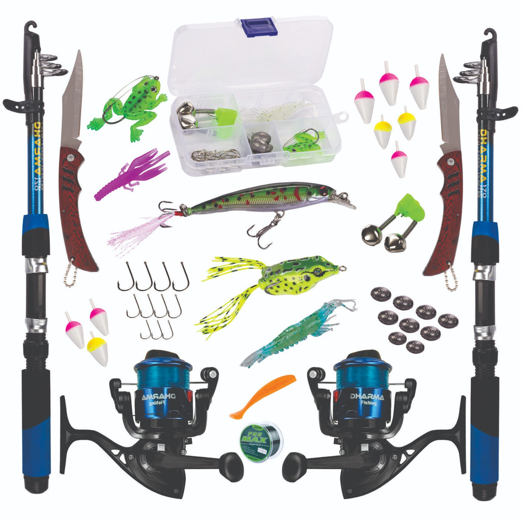 KIT DE PESCA C/2 VARAS + 2 MOLINETES + ISCAS  + ITENS em Oferta na Shopee