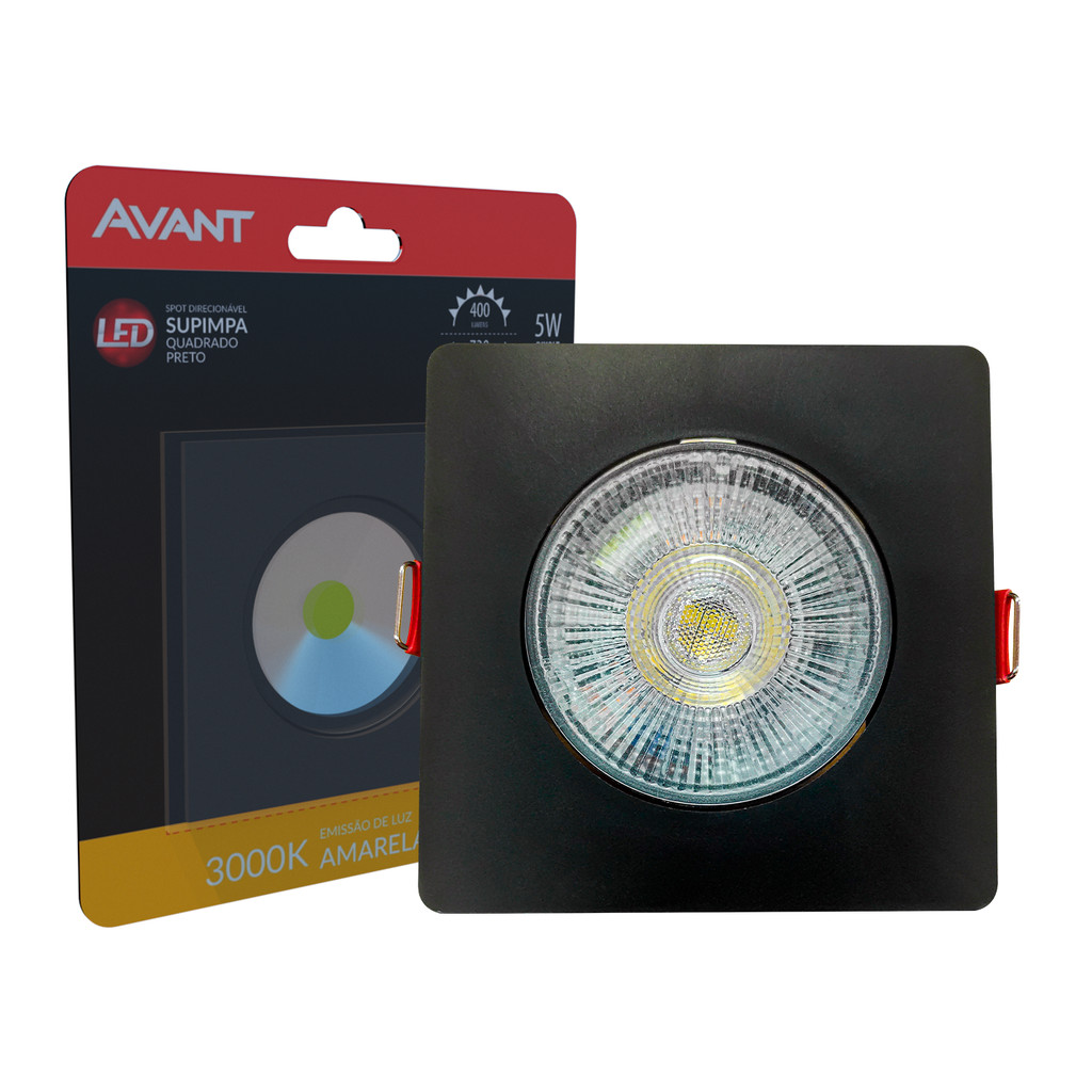 Spot Led Authentic Emb. Quadrado 5w 3000k 9cm PF Avant em Oferta na Shopee