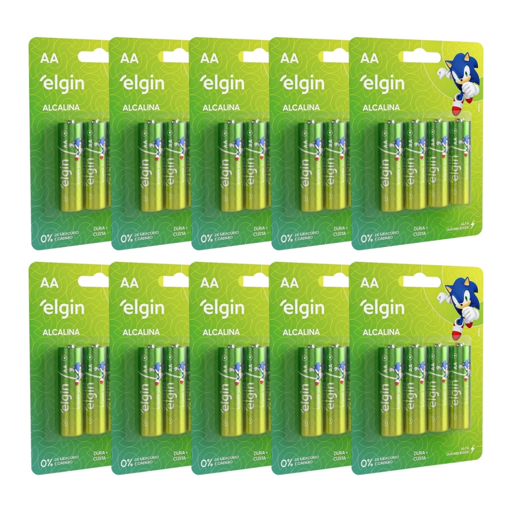 Kit 40 Pilha Alcalina AA Pequena Blister Com 4 Unidade Elgin - Home Appliances