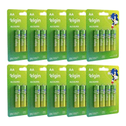Kit 40 Pilha Alcalina AA Pequena Blister Com 4 Unidade Elgin