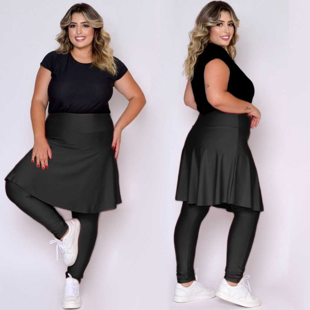 Calça Saia Plus Size Moda Evangelica Legging Com Bolso  Roupa Feminina Para Academia