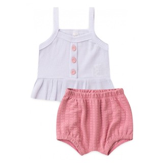 Conjunto Bata Shorts Bubble Menina Festas de Fim de Ano Natal Canelado Bebê