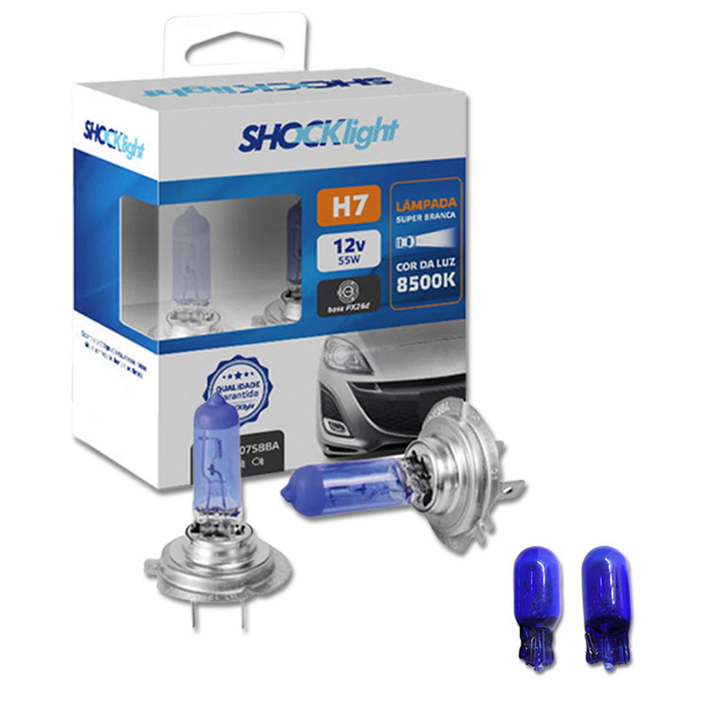 Lâmpadas Super brancas Farol Baixo Volkswagen Spacefox 2010-2014 H7 8500k + Brinde (W5W)