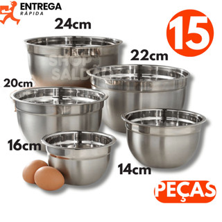 kit 5 Bowl Inox Jogo de Tigela com Tamanhos diferentes Bacia de Inox para Cozinha Multiuso em Oferta na Shopee