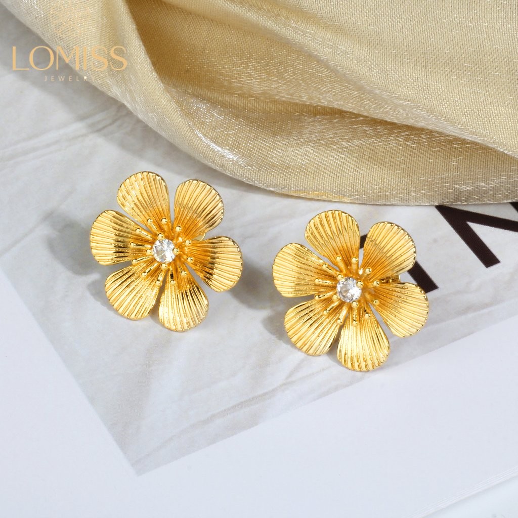Brinco Delicado Feminino Coreanos De Strass Flor Folheado Platina Com Detalhes em Oferta na Shopee