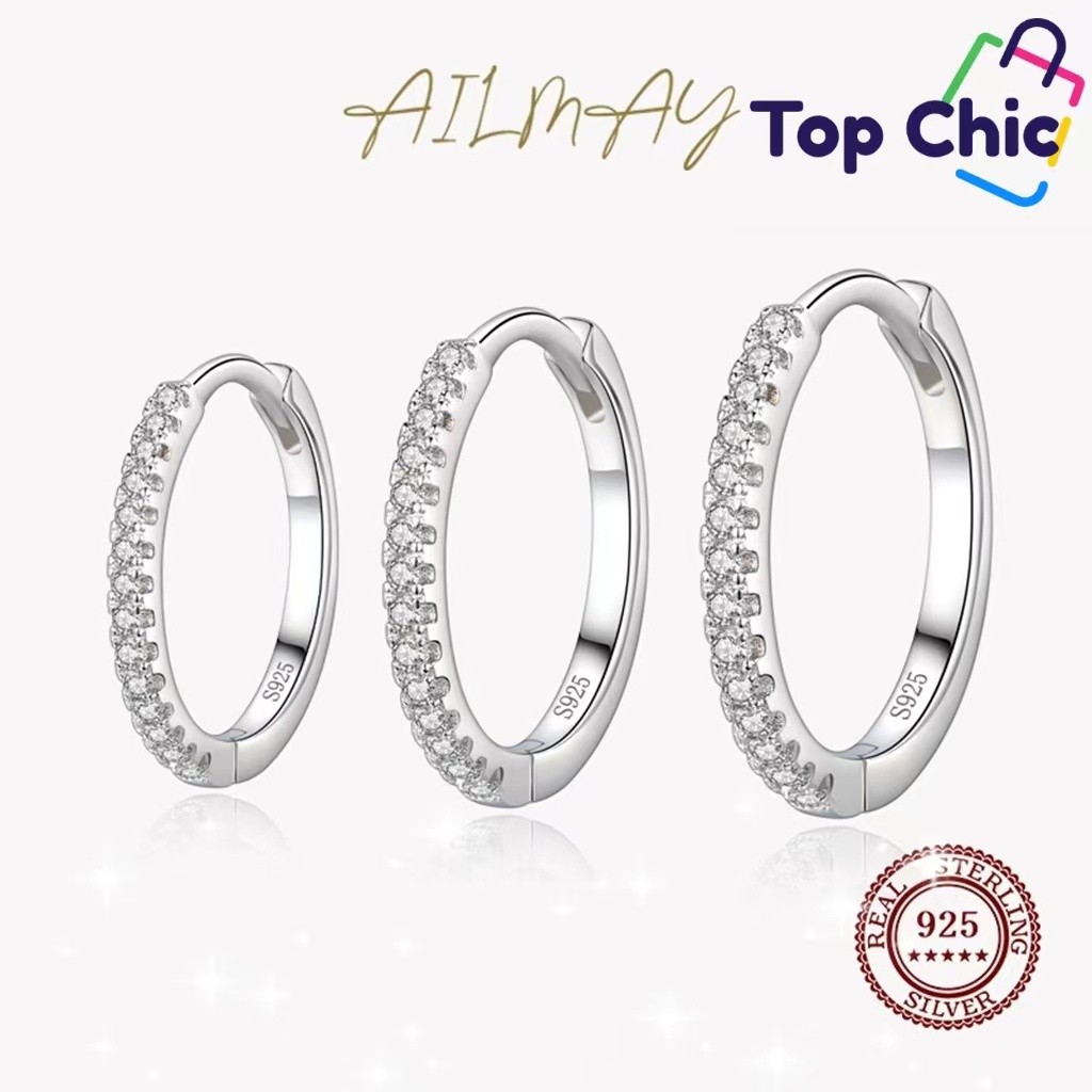 Acessórios de Moda   Conjunto de 6 brincos de argola em prata esterlina com zircônia antialérgica em Oferta na Shopee
