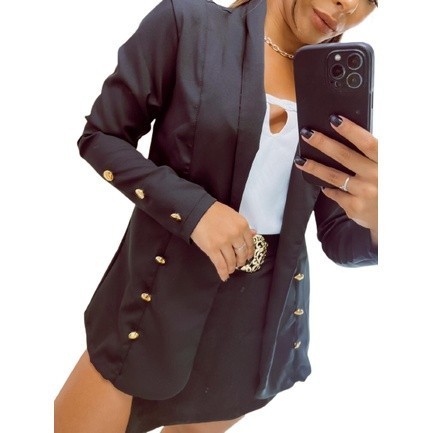 Blazer & Casaco Feminino Maxi Longo Sobretudo Alfaiataria Social Luxo