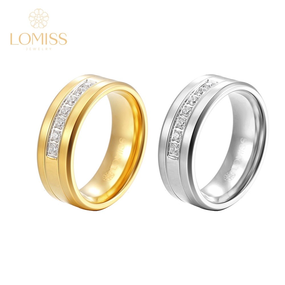LOMISS Anel masculino Aço Inoxidável Pvd Detalhes/Zircônia em Oferta na Shopee