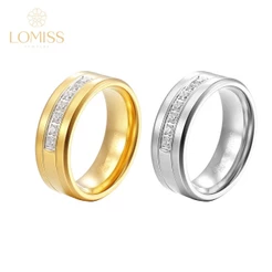 LOMISS Anel masculino Aço Inoxidável Pvd Detalhes/Zircônia
