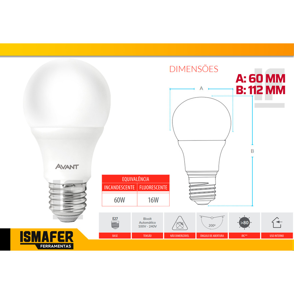 Lâmpada Led 9w Bulbo Econômica Bivolt Branco Frio 6500k / Branco Quente 3000k