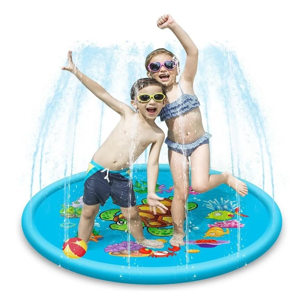PISCINA INFANTIL INFLAVEL COM CHAFARIZ BRINQUEDO AGUA TAPETE PULVERIZADOR REFRESCANTE CRIANÇA BEBE ALMOFADA