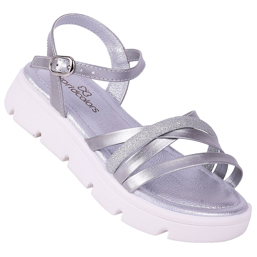 Sandália Infantil Feminina Aurora Worldcolors - Prata em Oferta na Shopee