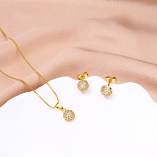 Kit Colar Brincos Feminino Para Noiva Conjunto Folheado a Platina Redondo Zircônia Cravejada em Oferta na Shopee