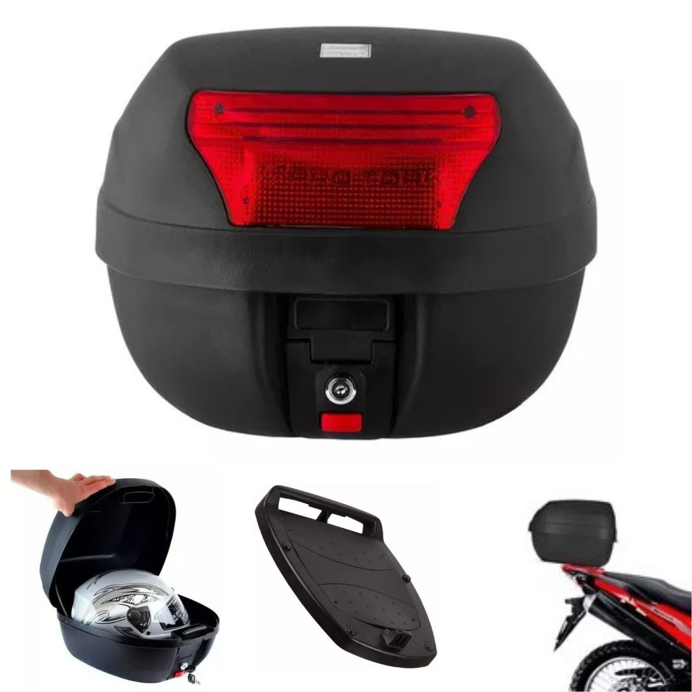 Bau para moto organizador bauleto universal baú Pro Tork 28 Litros Vermelho
