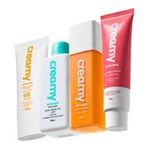 Kit Creamy Skincare Vitamina C Salicílico Hidratante Calming Cream Protetor Facial FPS60 (4 produtos) em Oferta na Shopee