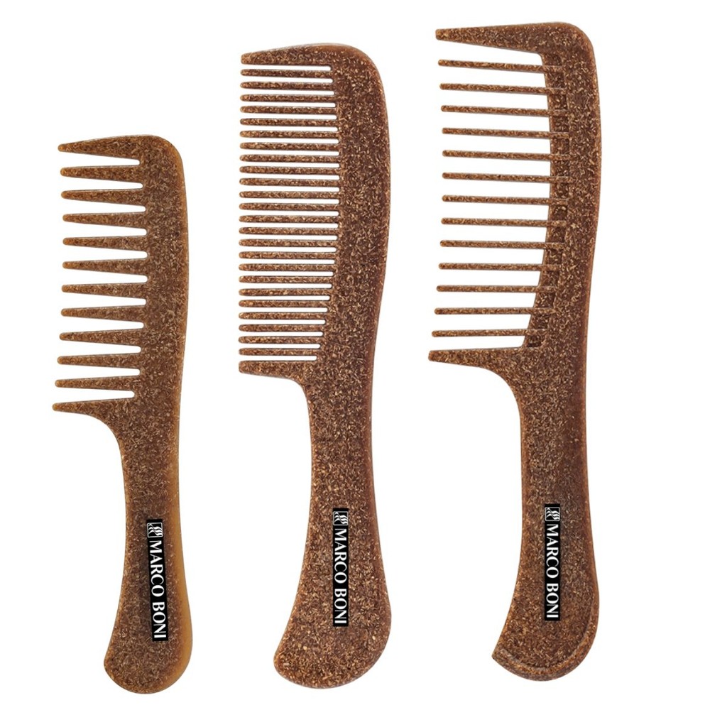Kit 3 Pentes Cabelo Fibra De Coco Linha Coconut Marco Boni