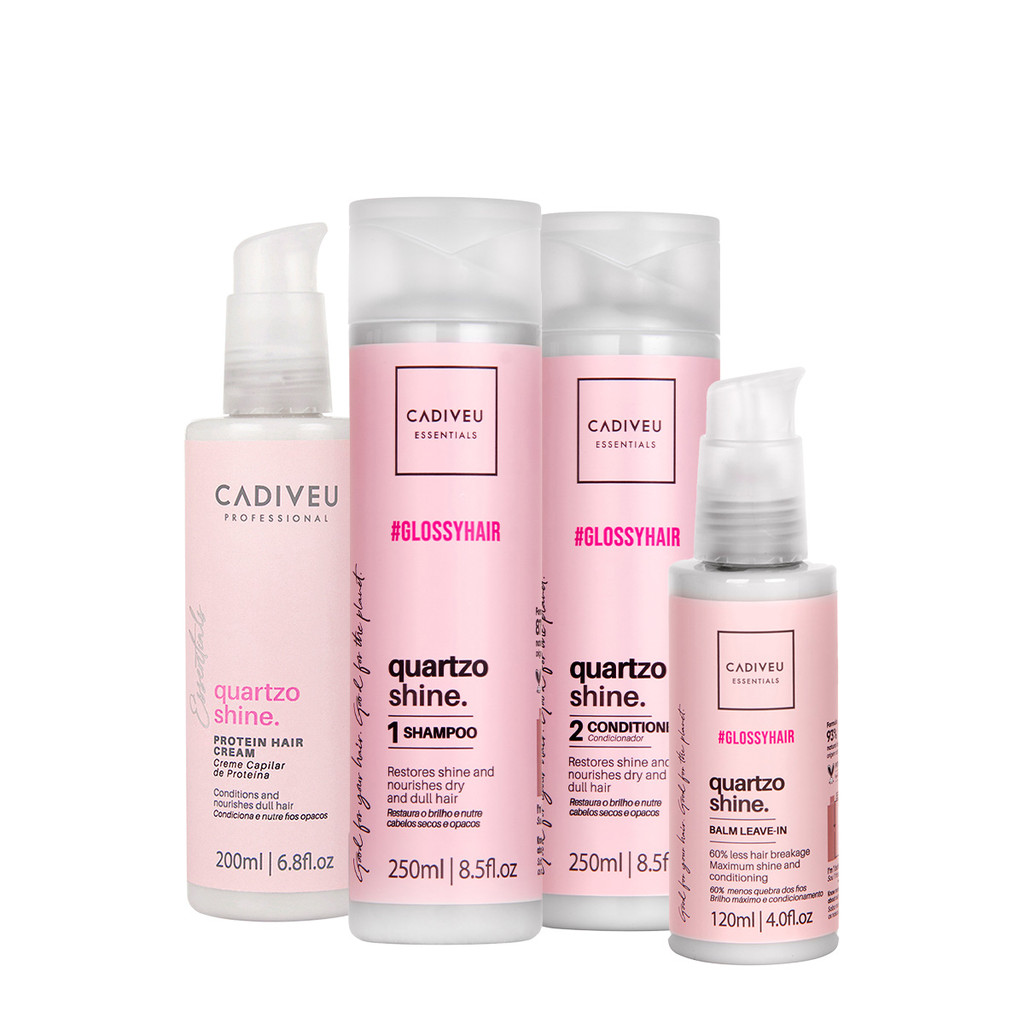Kit Cadiveu Professional Quartzo Shine Shampoo Condicionador Balm e Protein Hair Cream (4 produtos)